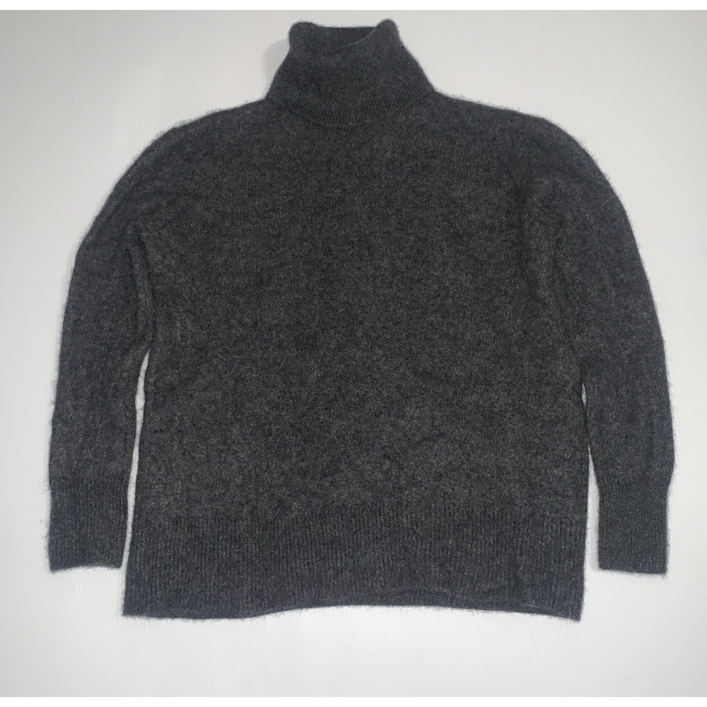 Chicos Size 3 Sweater 100% Cashmere Turtleneck Long Sleeve Grey Womens XL Preppy